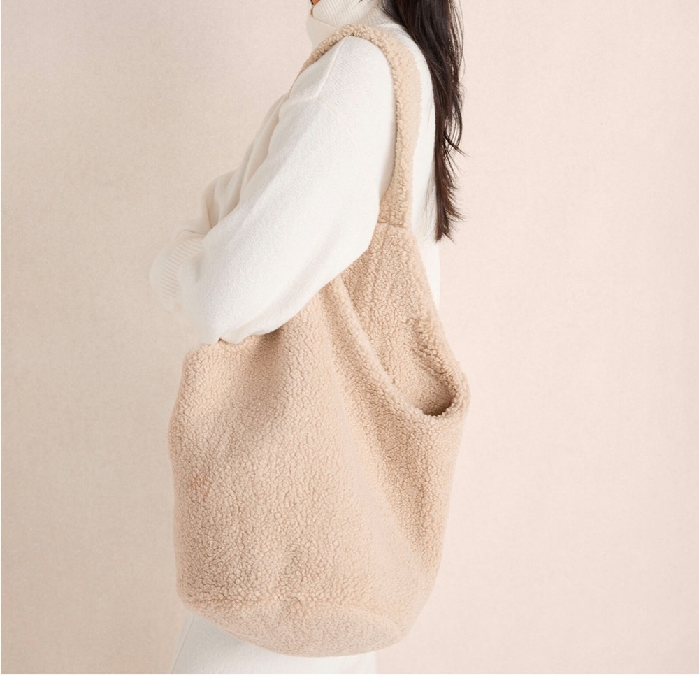 Haven Well Within Curly Sherpa Bucket Tote - Oat